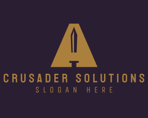 Crusader - Sword Weapon A logo design