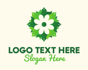 Flower Market - Green Flower Pen Writer logo design