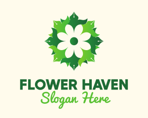 Green Flower Pen Writer logo design