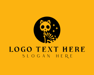 Skull - Scary Skeleton Cat logo design