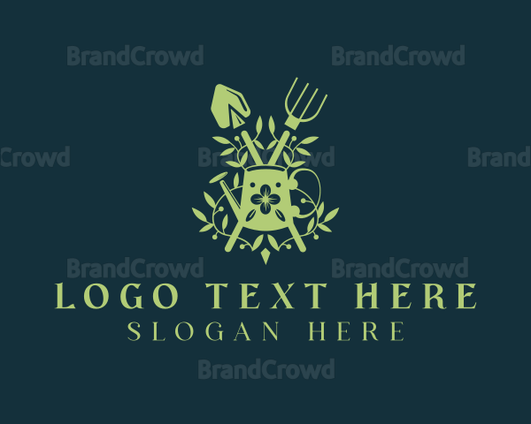 Shovel Rake Gardening Logo