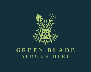 Shovel Rake Gardening logo design