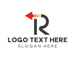 Left - Colorful Arrow Letter R logo design