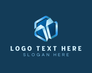 Gradient - Hexagon Origami Letter T logo design