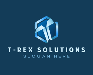 Hexagon Origami Letter T logo design