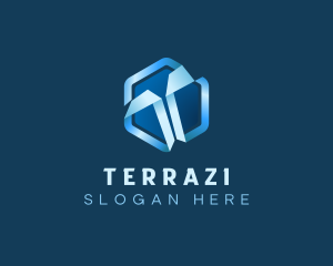 Hexagon Origami Letter T logo design