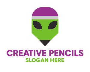 Space Alien Pencil  logo design