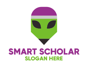 Student - Space Alien Pencil logo design