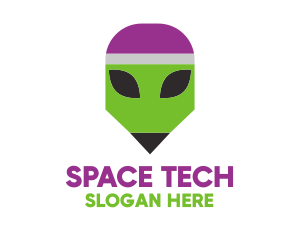 Space Alien Pencil  logo design