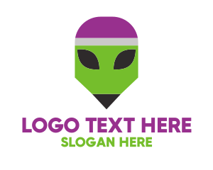 Alien - Space Alien Pencil logo design