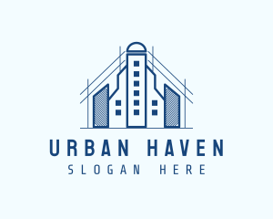 Blue Building Architecture logo design