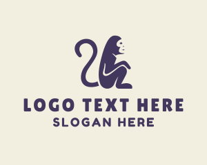 Sitting - Ape Monkey Sitting logo design