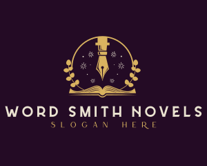 Novelist - Calligraphy Pen Nib Book logo design