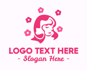 Aesthetic - Pink Flower Beauty Woman logo design