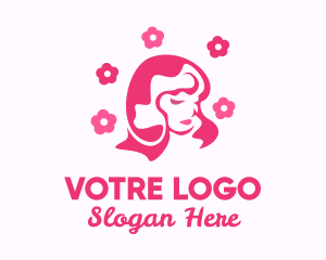 Pink Flower Beauty Woman Logo