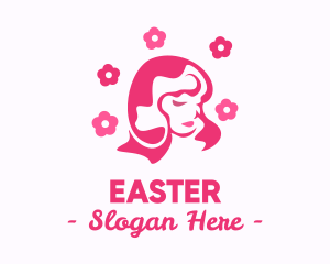 Hair Salon - Pink Flower Beauty Woman logo design