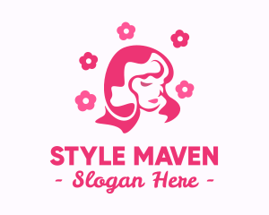 Fashionista - Pink Flower Beauty Woman logo design