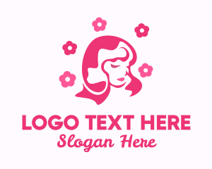 Pink Flower Beauty Woman Logo
