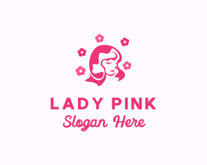 Pink Flower Beauty Woman logo design