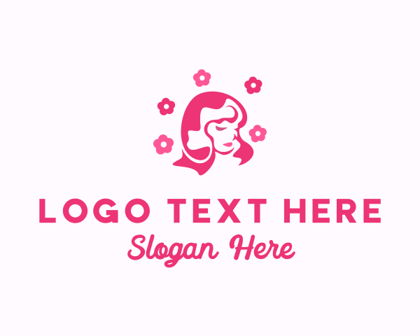 Transformation - Pink Flower Beauty Woman logo design