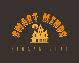 Mansion - Orange Haunted Halloween logo design