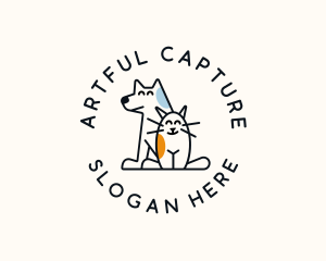 Pet Groom - Cat Dog Pet Care Animal logo design