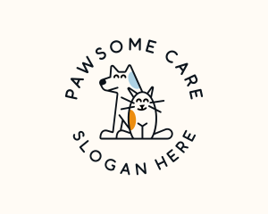 Cat Dog Pet Care Animal logo design