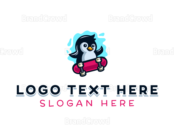 Penguin Stakeboard Animal Logo