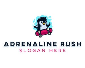 Penguin Stakeboard Animal logo design