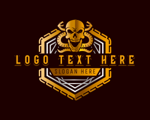 Skeleton - Skull Serpent Snake logo design