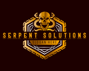 Skull Serpent Snake logo design