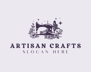 Crafts - Floral Sewing Machine Tailoring logo design