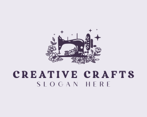 Crafts - Floral Sewing Machine Tailoring logo design