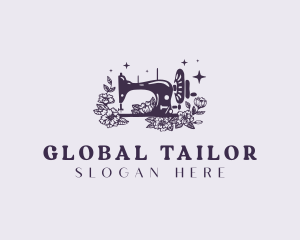 Floral Sewing Machine Tailoring logo design