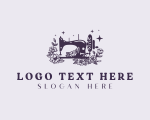 Floral Sewing Machine Tailoring Logo