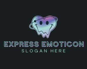 Emoticon - Heart Cyber Smiley logo design