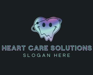 Heart Cyber Smiley logo design