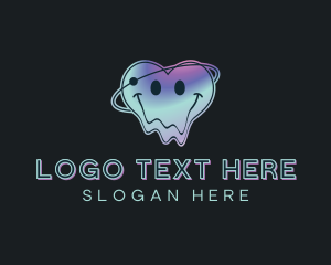 Virtual - Heart Cyber Smiley logo design