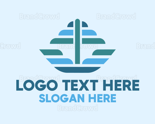 Ocean Sailing Anchor Boat Logo