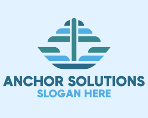 Ocean Sailing Anchor Boat logo design