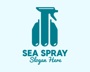 Blue Spray Bottle  logo design