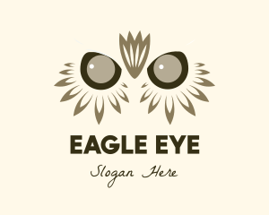 Owl Feather Eyes  logo design