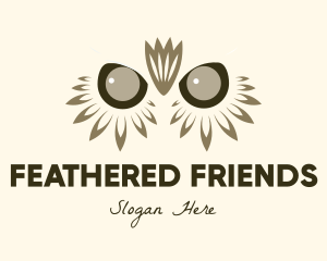 Owl Feather Eyes  logo design