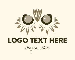 Brown - Owl Feather Eyes logo design