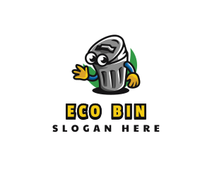 Bin - Garbage Can Character logo design