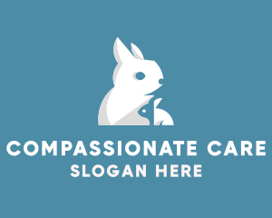 Caring - Rabbit Mother Baby logo design