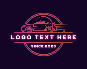 Race - Neon Car Vehicle logo design