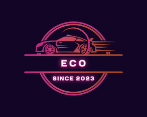 Car Wash - Neon Car Vehicle logo design