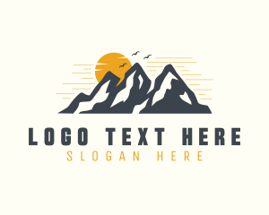 Hiking - Sunset Mountain Scenery logo design