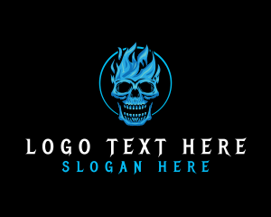 Death - Skull Flame Gaming logo design